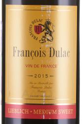 вино Франсуа Дюлак 1 л красное полусладкое этикетка