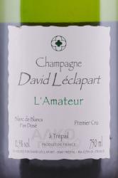 шампанское David Leclapart L`Amateur Blanc de Blancs Premier Cru Champagne AOC 0.75 л этикетка