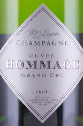 R&L Legras Cuvee Hommage Grand Cru Brut Champagne AOC - шампанское Шампань Р&Л Легра Кюве Оммаж Гран Крю Брют 0.75 л