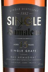 Single de Samalens Bas Armagnac aged 15 years - арманьяк Сингл Де Самаленс Баз Арманьяк Эйджд 15 лет 0.7 л в тубе