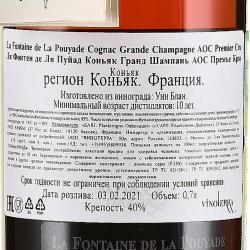 La Fontaine de La Pouyade Cognac Grande Champagne Premier Cru in gift box - коньяк Ля Фонтен де ля Пуйад Гранд Шампань Премьер Крю 0.7 л в п/у кожа