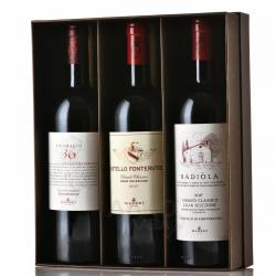 Набор из 3-х бутылок Castello Fonterutoli Chianti Classico Gran Selezione DOCG - Кьянти Классико Кастелло Де Фонтерутоли Гран Селиционе 2017 год подарочная коробка