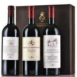 Набор из 3-х бутылок Castello Fonterutoli Chianti Classico Gran Selezione DOCG - Кьянти Классико Кастелло Де Фонтерутоли Гран Селиционе 2017 год в подарочной коробке