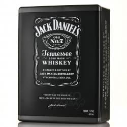 Jack Daniels with 2 glasses in metal box - виски Джек Дэниэлс 0.7 л с 2 стаканами в мет. коробке