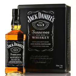 Jack Daniels with 2 glasses in metal box - виски Джек Дэниэлс 0.7 л с 2 стаканами в мет. коробке