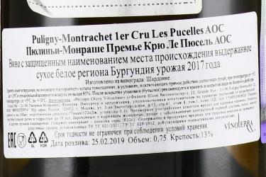 вино Domaine Philippe Chavy Puligny-Montrachet 1er Cru AOC Les Pucelles 0.75 л белое сухое контрэтикетка