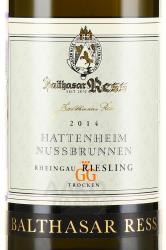 вино Balthasar Ress Hattenheim Nussbrunnen Rheingau Riesling GG Trocken 0.75 л этикетка