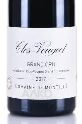 вино Domaine de Montille Clos Vougeot Grand Cru AOC 0.75 л красное сухое этикетка