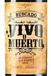 вино Buscado Vivo o Muerto La Verdad San Pablo 0.75 л красное сухое этикетка