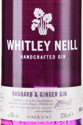 Whitley Neill Rhubarb & Ginger - джин Уитли Нейлл Ревень и Имбирь 0.2 л