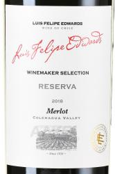 Luis Felipe Edwards Winemaker Selection Reserva Merlot 0.75l чилийское вино Луис Фелипе Эдвардс Вайнмейкер Резерва Мерло 0.75 л.