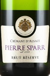 Pierre Sparr Brut Reserve Cremant d`Alsace - игристое вино Пьер Спарр Брют Резерв Креман д`Эльзас 0.75 л