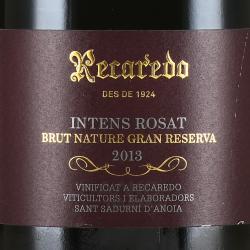 игристое вино Recaredo Intens Rosat Brut Nature Gran Reserva Cava DO 0.75 л этикетка