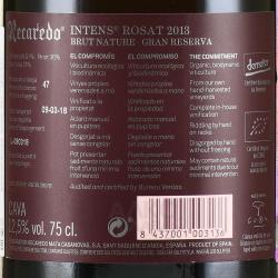 игристое вино Recaredo Intens Rosat Brut Nature Gran Reserva Cava DO 0.75 л контрэтикетка
