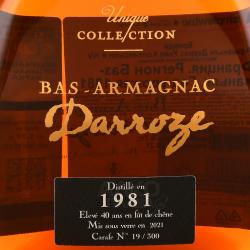 Bas-Armagnac Darroze Unique Collection 1981 - арманьяк Баз-Арманьяк Дарроз Уник Коллексьон 1981 года 0.7 л в п/у декантер
