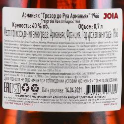 Tresor des Rois Armagnac 1966 - арманьяк Трезор де Руа Арманьяк 1966 года 0.7 л в п/у