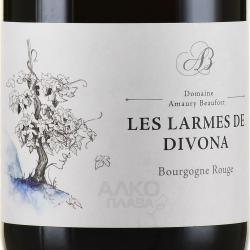 Domaine Amaury Beaufort Bourgogne Rouge Les Larmes de Divona - вино Домен Амори Бофор Бургонь Руж Ле Ларм де Дивона 0.75 л красное сухое