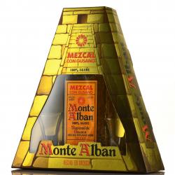 Monte Alban Mezcal with agave worm - текила Монте Албан Мескаль с гусеницей Агавы с 2 бокалами 0.75 л в п/у