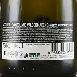 Acquesi Conegliano Valdobbiadene Prosecco Superiore Brut DOCG - вино игристое Акуэзи Конельяно Вальдоббьядене Просекко Супэриорэ Брют ДОКГ 0.75 л белое брют