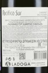 вино Пасифико Сур Каберне Совиньон 0.75 л красное сухое контрэтикетка