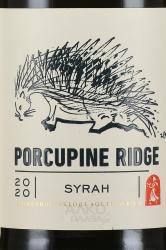 вино Boekenhoutskloof Porcupine Ridge Syrah 0.75 л этикетка