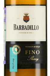 херес Barbadillo Fino 0.75 л этикетка