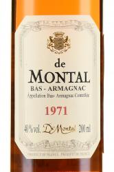 Montal 1971 - арманьяк Баз-Арманьяк де Монталь 1971 года 0.2 л в п/у