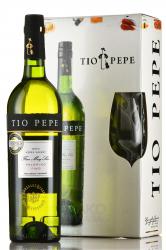 Jerez Tio Pepe Fino - херес Тио Пепе Фино крепленое 0.75 л в п/у + бокал