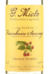 О-Де-Ви G.Miclo Eau-De-Vie de Framboise Sauvage Grande Reserve 0.35 л этикетка