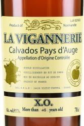La Vigannerie Pays d’Auge - кальвадос Ла Виганери Пэйс д’Ож 45 лет 0.7 л в п/у