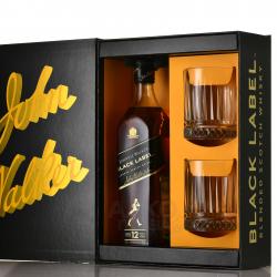 Johnnie Walker Black Label 12 years - виски Джонни Уокер Блэк Лейбл 12 лет 0.7 л в п/у + 2 стакана