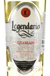 ром Legendario Anejo Blanco 0.7 л этикетка