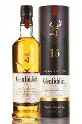 Single malt whiskey Glenfiddich 15 years old in tube - виски Гленфиддик 15 лет в тубе 0.7 л