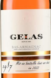 Gelas Bas Armagnac - арманьяк Желас Ба Арманьяк 1987 года 0.7 л в д/у