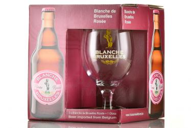 пиво Blanche de Bruxelles Rosee 0.33 л набор с бокалом подарочная коробка