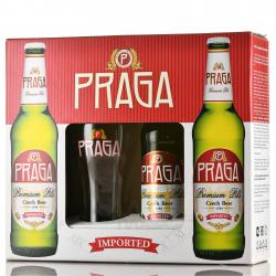 пиво Praga Premium Pils 0.5 л набор с бокалом подарочная коробка