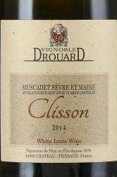 вино Виньобль Друар Клиссон Мюскаде Севр э Мен 0.75 л белое сухое этикетка