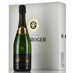 Pol Roger Brut Vintage - шампанское Поль Роже Брют Винтаж 0.75 л белое брют в п/у + 2 бокала