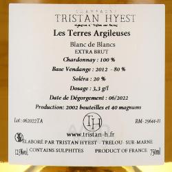 Champagne Tristan Hyest Les Terres Argileuses - шампанское Шампань Тристан Йест Ле Терр Аржилез 0.75 л белое экстра брют