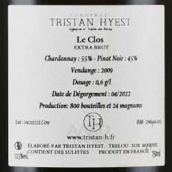 Champagne Tristan Hyest Le Clos - шампанское Шампань Тристан Йест Ле Кло 0.75 л белое экстра брют