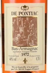 Bas Armagnac De Pontiac 1972 - арманьяк Баз Арманьяк де Понтьяк 1972 год 0.7 л