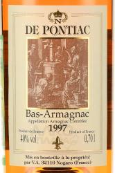 Bas Armagnac De Pontiac 1997 - Баз Арманьяк де Понтьяк 1997 год 0.7 л