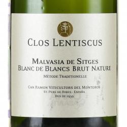 Clos Lentiscus Malvasia de Sitges Blanc de Blancs Brut Nature - вино игристое Клоз Лентискус Мальвазия де Сиджес Блан де Блан Брют Натюр 0.75 л белое экстра брют