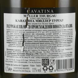 Cantina del Coppiere Cavatina Muller Thurgau - игристое вино Каватина Мюллер Тургау 0.75 л