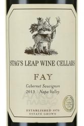 вино Stag`s Leap Wine Cellars Fay Cabernet Sauvignon 0.75 л этикетка
