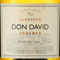 вино Michel Torino Don David Torrontes Reserve 0.75 л этикетка