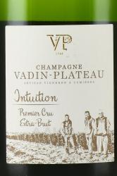 Champagne Vadin-Plateau Intuition Premier Cru Cumiers Extra Brut AOC - шампанское Вадан Плато Антусьон Премьер Крю Кюмьер АОС 0.75 л белое экстра брют