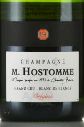 M. Hostomme Origine Blanc de Blancs Grand Cru - шампанское М.Остом Орижин Блан де Блан Гран Крю 0.75 л белое брют в п/у