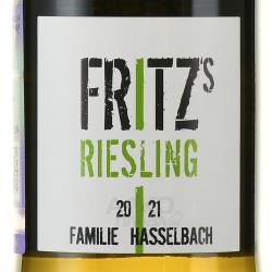 вино Gunderloch Fritz`s Riesling 0.75 л белое полусухое этикетка