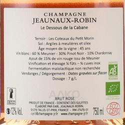 Champagne Jeaunaux Robin Le Dessous de la Cabane - шампанское Шампань Жано Робан Ле Дессу де ля Кабан 0.75 л розовое брют